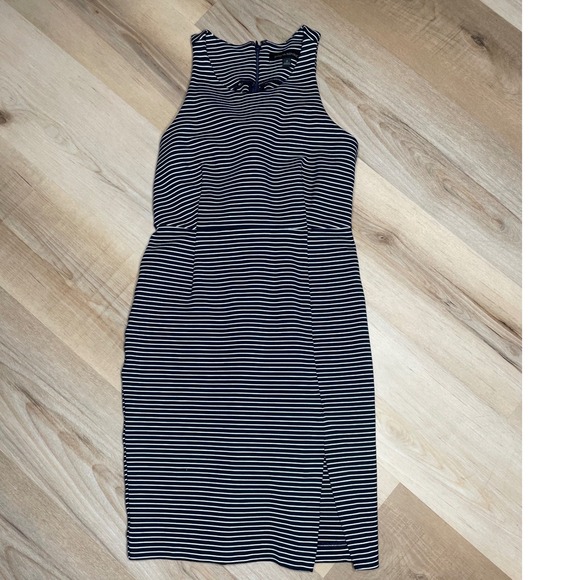 Banana Republic Dresses & Skirts - Banana Republic Navy White Striped Sheath Dress Sleeveless Halter‎ Slit Size 0